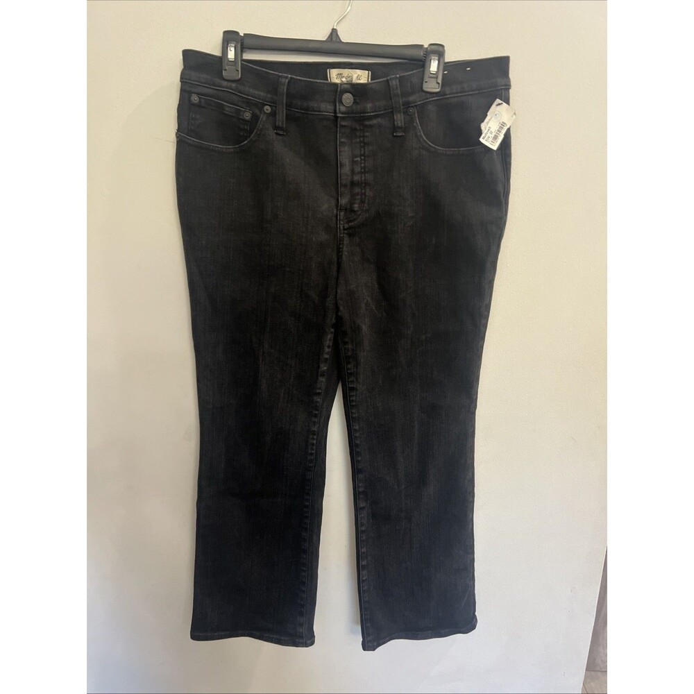Madewell midrise kick out jeans black distressed size 32
